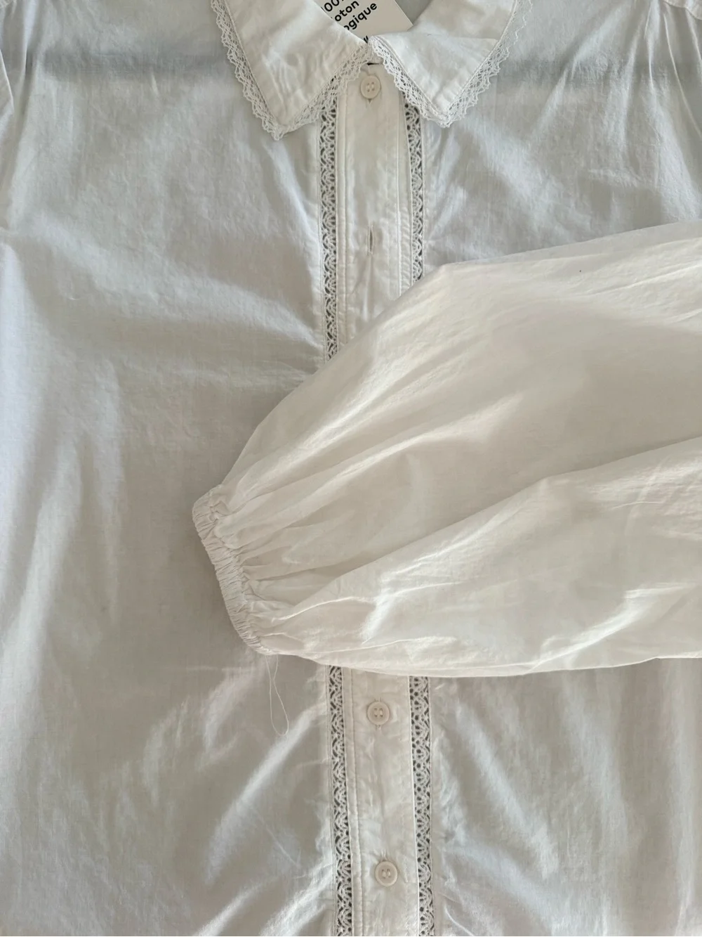 H&M White Long-Sleeve Button-Down Shirt with Lace Trim SZ.S - Picture 6 of 8